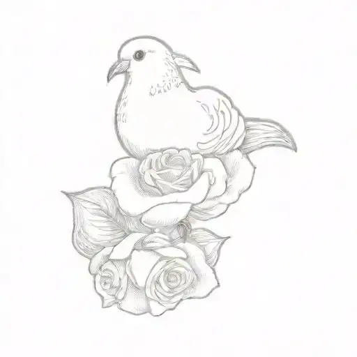 a dove with a rose tattoo design idea