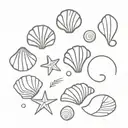 beach sun sea shell pattern tattoo design idea