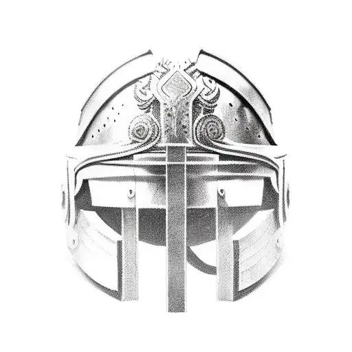 angry godly gladiator with Maximus helmet  tattoo design idea