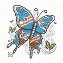 butterfly, wings spread. Mothra and Trans Flag inspired tattoo design idea