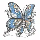 butterfly, wings spread. Mothra and Trans Flag inspired tattoo design idea