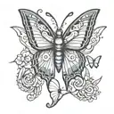 butterfly, wings spread. Mothra and Trans Flag inspired tattoo design idea
