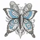 butterfly, wings spread. Mothra and Trans Flag inspired tattoo design idea