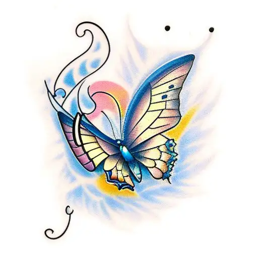 blue butterfly  tattoo design idea