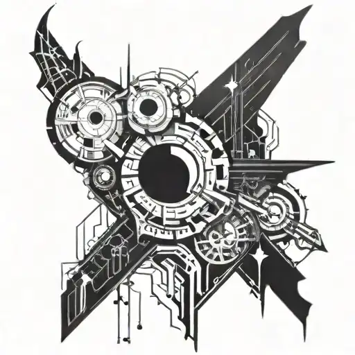 Combine elements of gothic art and video games to create a dark, futuristic tattoo design tattoo design idea