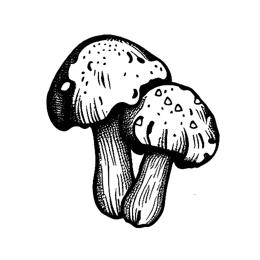 some mushrooms surrounding a garlic bulb tattoo design idea