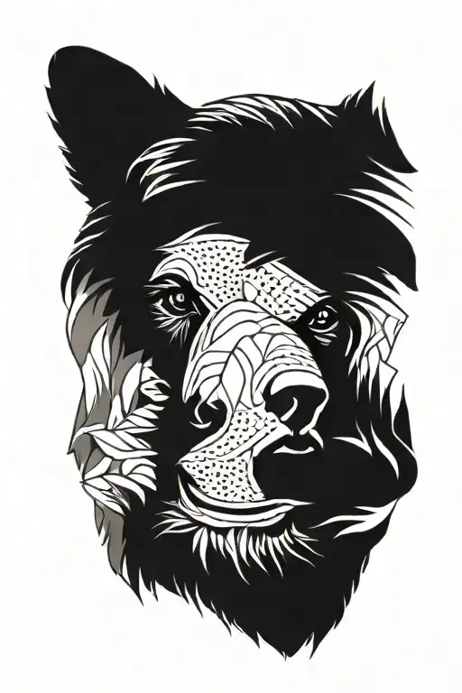 Taiwanese black bear head tattoo design idea