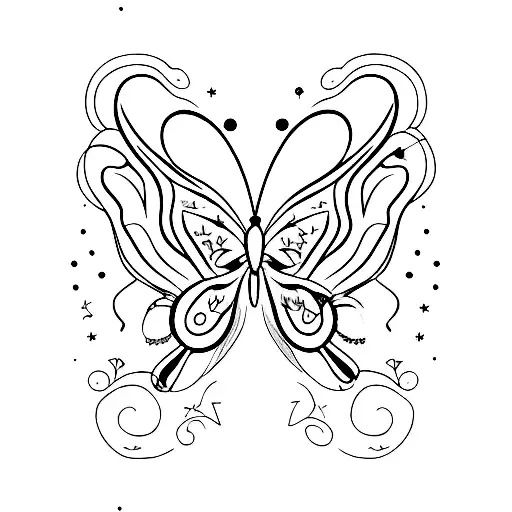 butterfly that leaves a trail of stars tattoo design idea