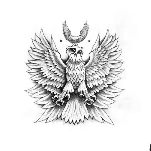 an eagle representing order fighting for an olive branch representing peace against an owl representing knowledge tattoo design idea