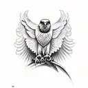 an eagle representing order fighting for an olive branch representing peace against an owl representing knowledge tattoo design idea