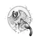 dog paw print with angel wings tattoo design idea