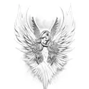 dog paw print with angel wings tattoo design idea