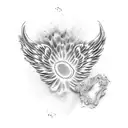 dog paw print with angel wings tattoo design idea