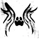 paw print with angel wings tattoo design idea