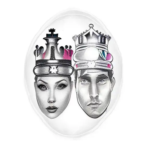 Chess Queen and Chess King together tattoo design idea