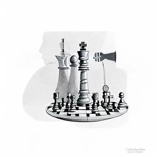 Chess Queen and Chess King together tattoo design idea