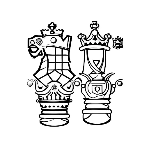 Chess Queen and Chess King together tattoo design idea