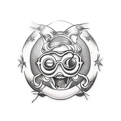 mulher com oculos de oculos de sol pin up tattoo design idea