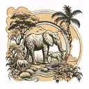 safari scene tattoo design idea