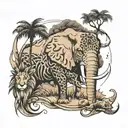 safari scene tattoo design idea