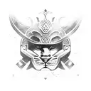 Create a stencil of a Mayan warrior in battle, wearing a jaguar helmet to symbolize strength and courage tattoo design idea