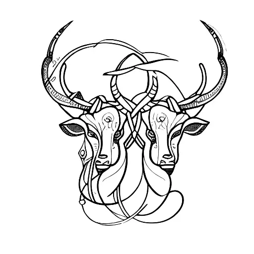 Taurus and Capricorn together in the same design tattoo design idea