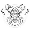 Design a minimalist tattoo of the zodiac signs Taurus and Capricorn together in the same design tattoo design idea