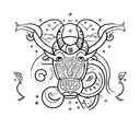 Design a minimalist tattoo of the zodiac signs Taurus and Capricorn together in the same design tattoo design idea