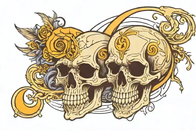 skull and moon tattoo design idea
