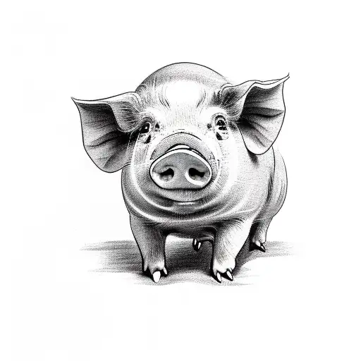 cute pig tattoo design idea