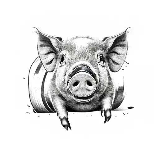 cute pig tattoo design idea
