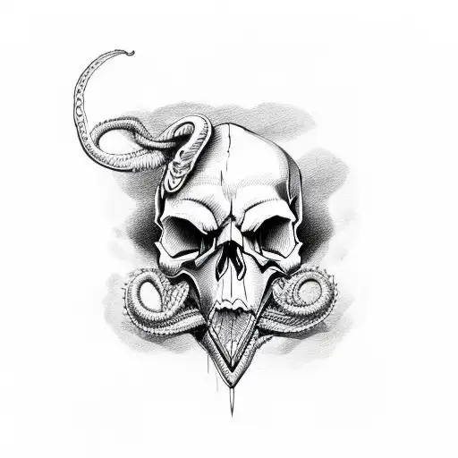 skull snake tattoo design idea