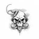 skull snake tattoo design idea