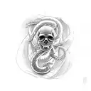 skull snake tattoo design idea