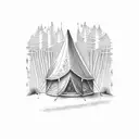 tent under a big tree tattoo design idea