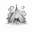 tent under a big tree tattoo design idea