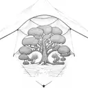 tent under a big tree tattoo design idea