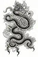 aztec serpent flowers tattoo design idea