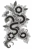 aztec serpent flowers tattoo design idea