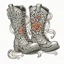 knee-high boots tattoo design idea