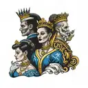 four people in royal clothes tattoo design idea