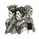 four people in royal clothes tattoo design idea