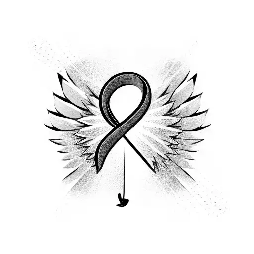 Treble clef shaped electric guitar with wings tattoo design idea