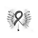 Treble clef shaped electric guitar with wings tattoo design idea