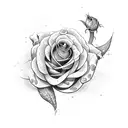 snake with roses  tattoo design idea