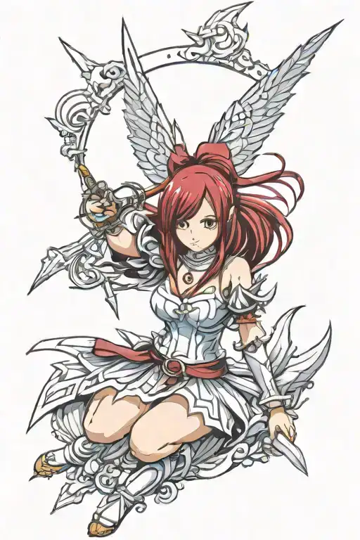 erza scarlet fairy tattoo design idea