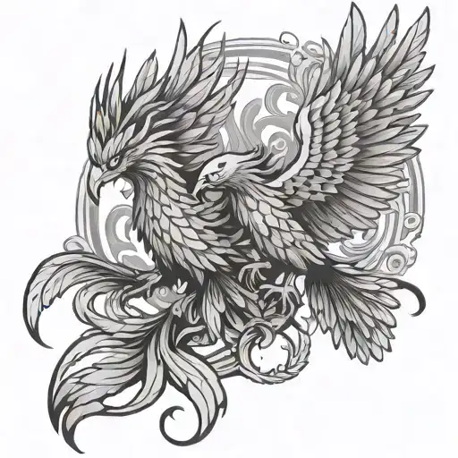 phenix bird fighting tattoo design idea