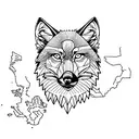 fearless wolf with map tattoo design idea