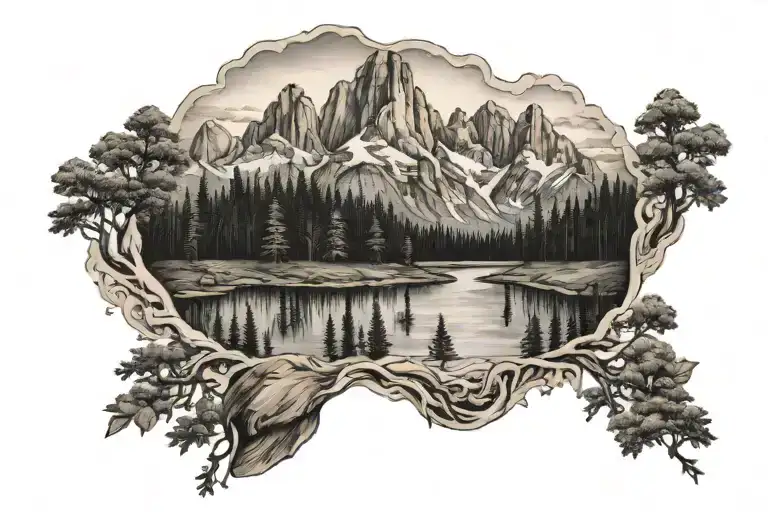 national park themed landscape tattoo tattoo design idea