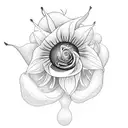 Sunflower rose snow drop bluebells geometric  tattoo design idea